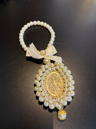 [0000055] BENDICION MEDALLA TEJIDA VIRGEN PERLAS
